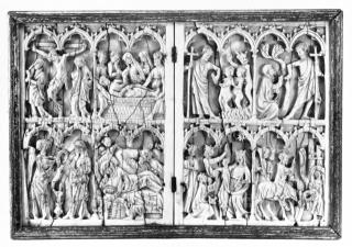 Diptych, 2 registers, 4 arches across (frise d'arcatures, colonnettes) (Front)