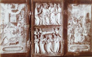 Panel, 2 registers (fragment of a polyptych) (Front, with wings)