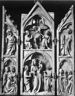 Gabled triptych, 2 registers, 1 arch across (tabernacle) (Front)