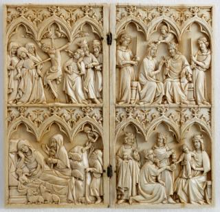 Diptych, 2 registers, 3 arches across (frise d'arcatures) (Front)