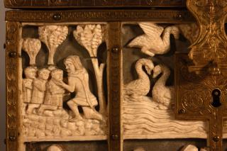 Casket with openwork panels (plaques ajourées; coffret); known as the ‘Flaxley Casket’ (Detail, front)