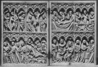 Diptych, 2 registers, 6 arches across (frise d'arcatures, colonnettes) (Front)