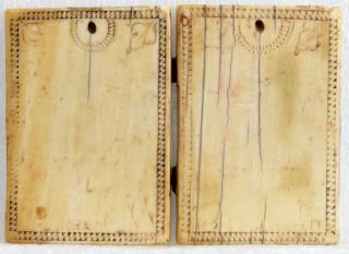 Diptych, 1 register, 1 arch across (plaquettes) (Back)