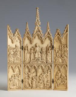 Gabled triptych, 2 registers (frise d'arcatures; colonnettes) (Front)