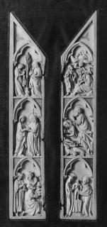 Gabled panels (fragments of a polyptych), 3 registers, 1 arch across (tabernacle) (Front)