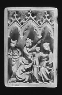 Wing, left (fragment of a diptych), 1 register, 3 arches across (frise d'arcatures; plaquette) (Front)