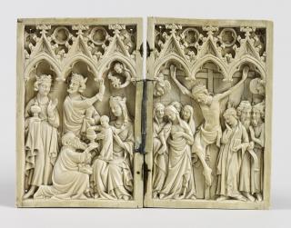 Diptych, 1 register, 3 arches across (frise d'arcatures; plaquettes) (Front)