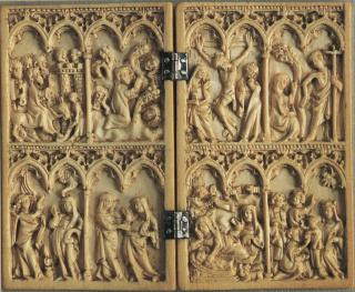 Diptych, 2 registers, 4 arches across (frise d'arcatures; colonnettes) (Front)