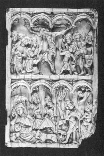 Wing, right (fragment of a diptych), 2 registers, 4 arches across (frise d'arcatures) (Front)