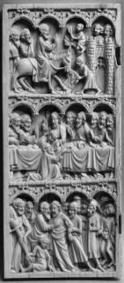 Wing, left (part of a diptych), 3 registers, 4 arches across (frise d'arcatures) (Front)