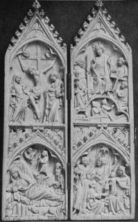 Gabled diptych, 2 registers, 1 arch across (Front)