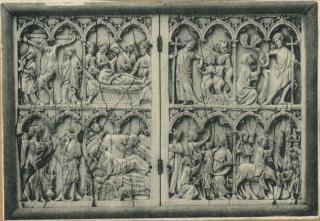 Diptych, 2 registers, 4 arches across (frise d'arcatures, colonnettes) (Front)