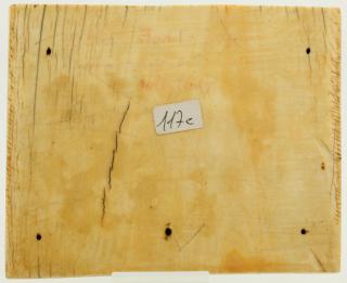 Panel (fragment of a casket; end panel), 1 register, 5 full and 2 half arches (coffret; frise d'arcatures) (Back)