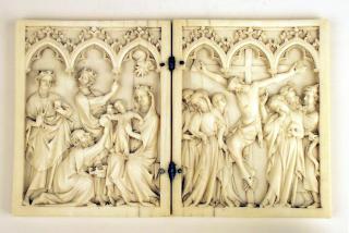 Diptych, 1 register, 3 arches across (frise d'arcatures; plaquettes) (Front)