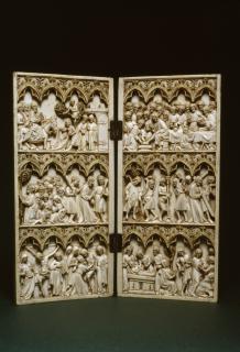 Diptych, 3 registers, 4 arches across (frise d'arcatures); known as the Vich Diptych (Diptyque de Vich) (Front)