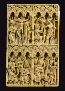 Wing, right (part of a diptych), 2 registers, 6 arches across (frise d'arcatures; pinnacles) (Front)