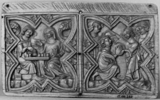 Panel (fragment of a casket), 1 register, with quatrefoils (quatre-feuilles; coffret) (Front)