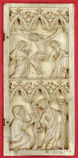 Wing, right (fragment of a diptych), 2 registers, 3 arches (frise d'arcatures) (Front)