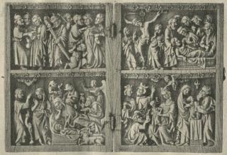 Diptych, 2 registers, bands of rosettes (décor de roses) (Front)