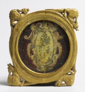 Mirror case, 2 registers, band of rosettes (valve de miroir; décor de roses) (Back)