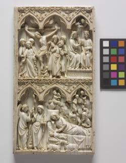 Diptych, 2 registers, 3 arches across (frise d'arcatures) (Wing, left)