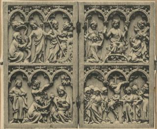 Diptych, 2 registers, 3 arches across (plaquettes: frise d' arcatures) (Front)