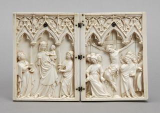 Diptych, 1 register, 3 arches across (frise d'arcatures; plaquettes) (Front)