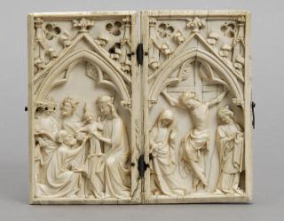 Diptych, 1 register, 1 arch across (plaquettes) (Front)