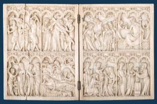 Diptych, 2 registers, 6 arches across (frise d'arcatures, colonnettes) (Front)