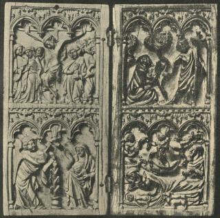 Diptych, 2 registers, 3 arches across (frise d'arcatures; colonnettes) (Front)