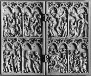 Diptych, 2 registers, 4 arches across (frise d'arcatures; colonnettes) (Front)