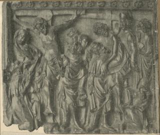 Panel (fragment of a diptych wing), 1 register, bands of rosettes (décor de roses) (Front)