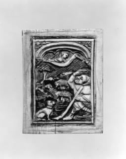 Panel (probably fragment of a polyptych or casket), 1 register, 1 arch across (plaquette; coffret; tabernacle) (Front)