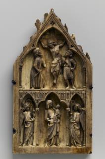 Gabled centre panel (fragment of a triptych or polyptych), 2 registers (colonnettes) (Front)