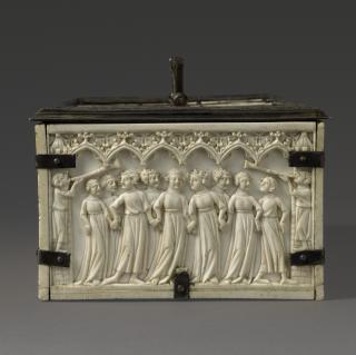 Casket, with arches, quatrefoils, rosettes (coffret; frise d'arcatures; quatre-feuilles) (End, left)