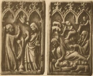 Double-sided diptych, 1 register, 3 arches across (plaquettes; frise d'arcatures) (Side 1)