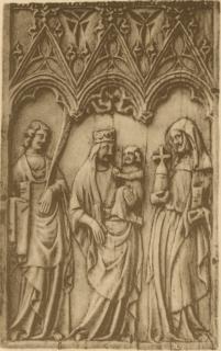 Panel (possibly left wing, fragment of a diptych), 1 register, 3 arches across (plaquette; frise d'arcatures) (Front)