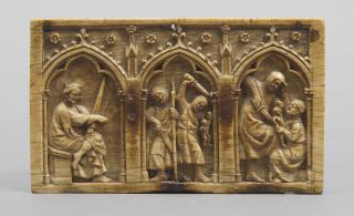 Panel (fragment of a casket), 1 register, 3 arches across (coffret; frise d'arcatures; colonnettes) (Front)