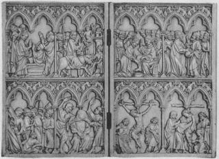 Diptych, 2 registers, 4 arches across (frise d'arcatures; colonnettes) (Front)