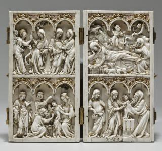 Diptych, 2 registers, 3 arches across (frise d'arcatures) (Front)