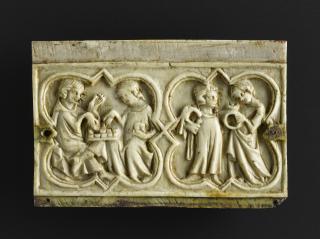 End panel (fragment of a casket), with quatrefoils (coffret; quatre-feuilles) (Front)