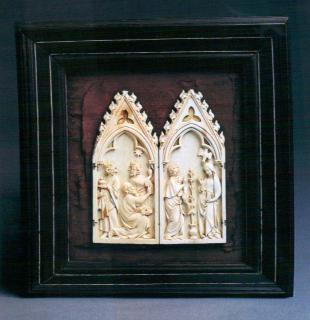 Gabled panels (fragments of a triptych or a polyptych), 1 register, 1 arch across (Front)