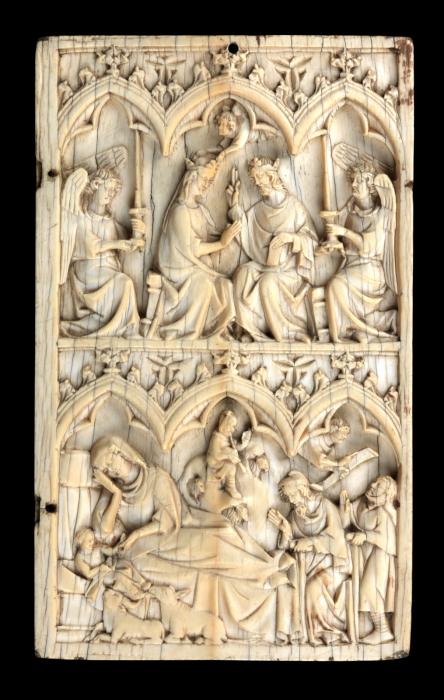 Wing, right (fragment of a diptych), 2 registers, 3 arches across (frise d'arcatures) (Front)