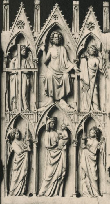 Gabled triptych, 2 registers, with painted wings (tabernacle; colonnettes) (Centre panel)