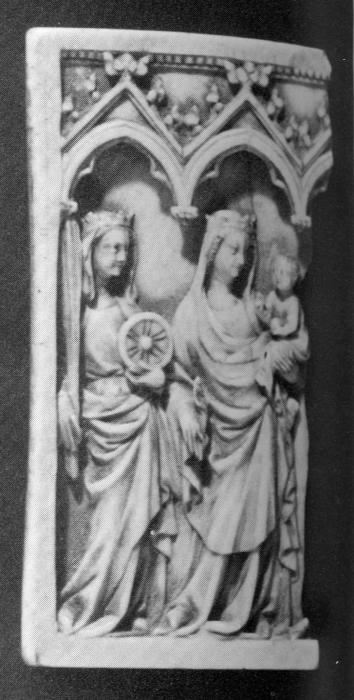 Panel (possibly fragment of a diptych), 1 register, 3 arches across (plaquette; frise d'arcatures) (Front)