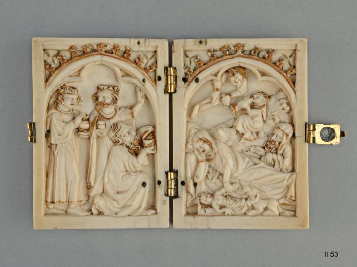 Diptych, 1 register, 1 arch across (plaquettes) (Front)