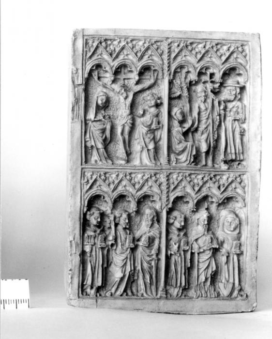 Wing, right (fragment of a diptych), 2 registers, 6 arches across (frise d'arcatures; colonnettes) (CAST, front)