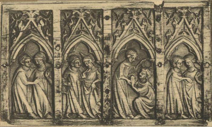 Panel (fragment of a casket), 1 register, 4 arches across (frise d'arcatures; coffret) (Front)