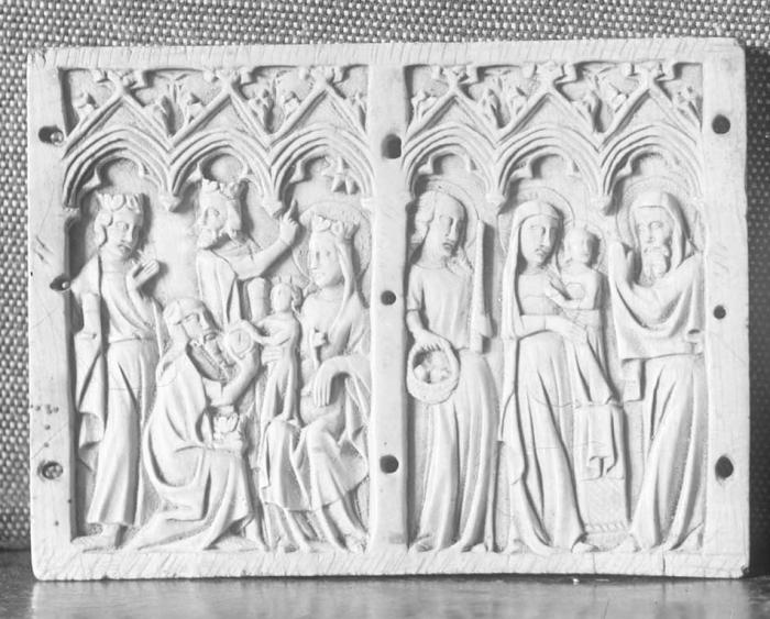 Panel (fragment of a casket), 1 register, 6 arches across (coffret; frise d'arcatures) (Front)