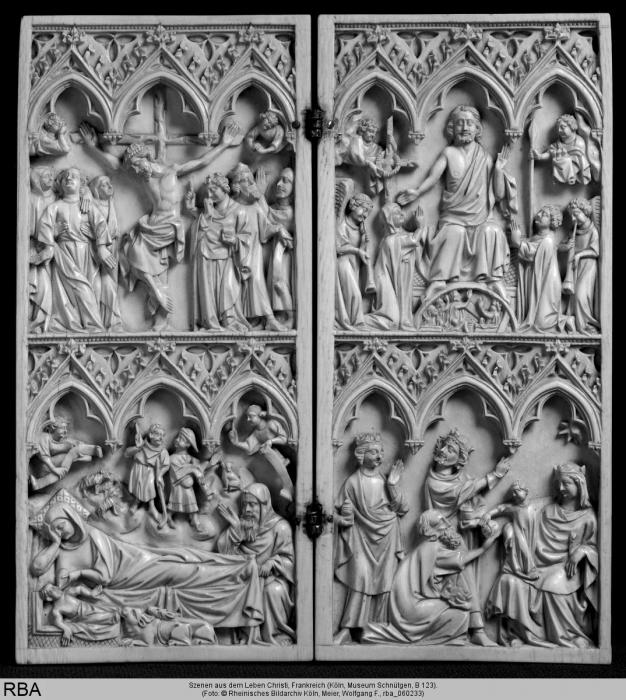 Diptych, 2 registers, 3 arches across (frise d'arcatures) (Front)